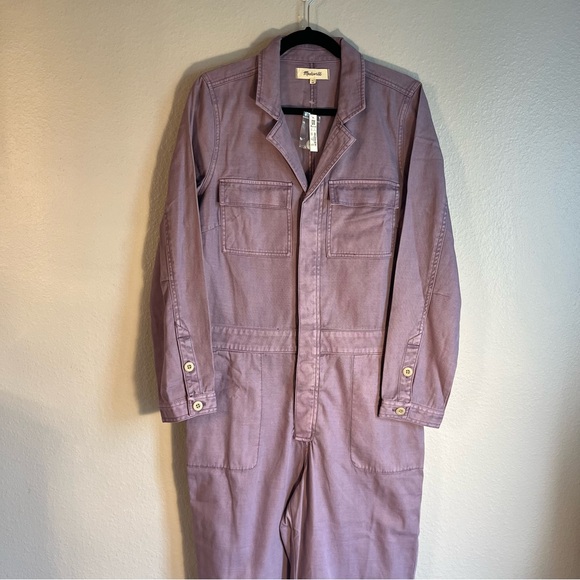 Madewell Women’s Button Up Long Sleeve Jumpsuit Smoky Grape Purple Large - Picture 3 of 14